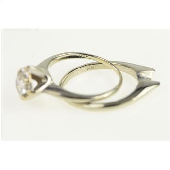 18K 0.49 Ct Diamond Solitaire Engagement White Gold Ring, Size 4