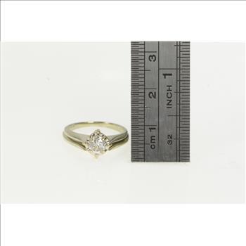 18K 0.49 Ct Diamond Solitaire Engagement White Gold Ring, Size 4