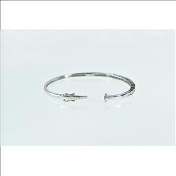 18K 0.50 Ctw Diamond Squared Slanted Oval Bangle White Gold Bracelet 6.25