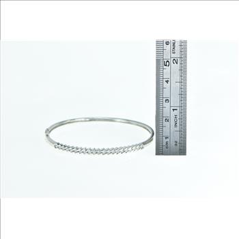 18K 0.50 Ctw Diamond Squared Slanted Oval Bangle White Gold Bracelet 6.25