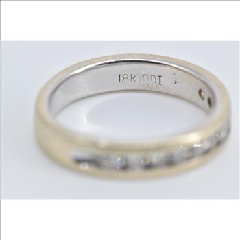 18K 0.55 Ctw Natural Diamond Wedding Band White Gold Ring, Size 6