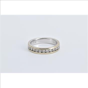 18K 0.55 Ctw Natural Diamond Wedding Band White Gold Ring, Size 6