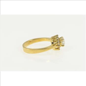 18K 0.60 Ctw Old Mine Cut Diamond Halo Engagement Yellow Gold Ring, Size 4.75