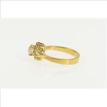 18K 0.60 Ctw Old Mine Cut Diamond Halo Engagement Yellow Gold Ring, Size 4.75