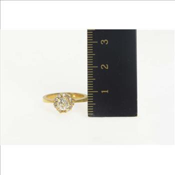 18K 0.60 Ctw Old Mine Cut Diamond Halo Engagement Yellow Gold Ring, Size 4.75