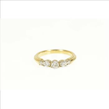 18K 0.61 Ctw Five Stone Classic Diamond Band Yellow Gold Ring, Size 6