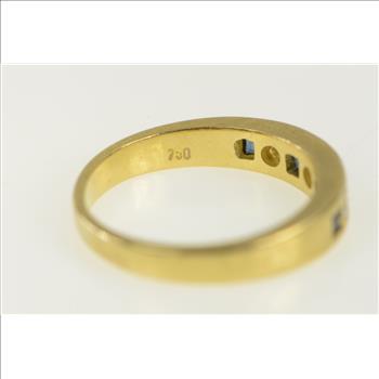 18K 0.63 Ctw Princess Sapphire Diamond Wedding Yellow Gold Ring, Size 5.75