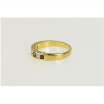 18K 0.63 Ctw Princess Sapphire Diamond Wedding Yellow Gold Ring, Size 5.75