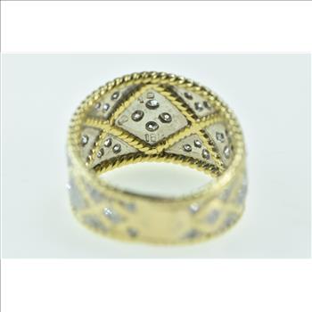 18K 0.75 Ctw Diamond Checkered Pattern Band Yellow Gold Ring, Size 6.75