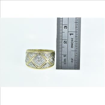 18K 0.75 Ctw Diamond Checkered Pattern Band Yellow Gold Ring, Size 6.75