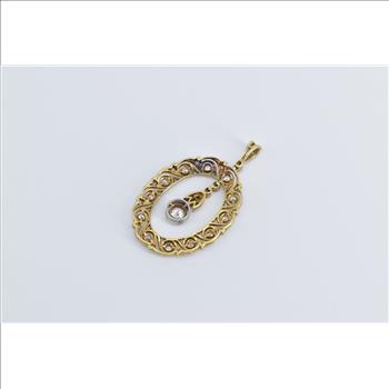 18K 0.75 Ctw Natural Diamond Encrusted Oval Yellow Gold Pendant
