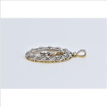 18K 0.75 Ctw Natural Diamond Encrusted Oval Yellow Gold Pendant