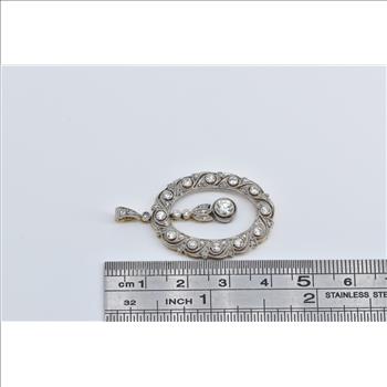 18K 0.75 Ctw Natural Diamond Encrusted Oval Yellow Gold Pendant
