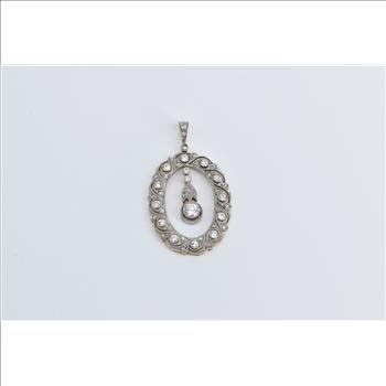 18K 0.75 Ctw Natural Diamond Encrusted Oval Yellow Gold Pendant