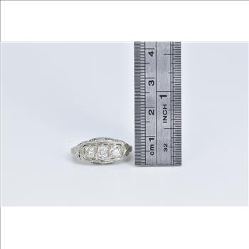 18K 0.75 Ctw Old Mine Cut Diamond Engagement White Gold Ring, Size 6.75