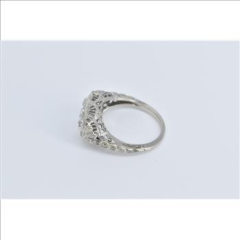18K 0.75 Ctw Old Mine Cut Diamond Engagement White Gold Ring, Size 6.75