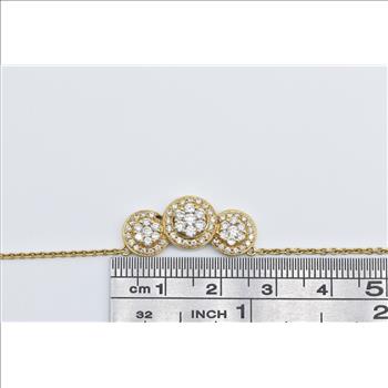 18K 0.75 Ctw Three Diamond Halo Rolo Chain Yellow Gold Necklace 18.25