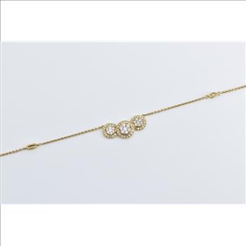 18K 0.75 Ctw Three Diamond Halo Rolo Chain Yellow Gold Necklace 18.25