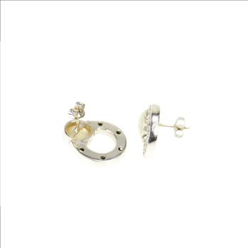 18K 0.84 Ctw Button Pearl Diamond Circle Statement White Gold Earrings