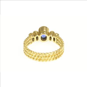 18K 0.85 Ctw Sapphire Diamond Engagement Yellow Gold Ring, Size 4.25
