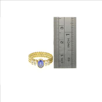 18K 0.85 Ctw Sapphire Diamond Engagement Yellow Gold Ring, Size 4.25