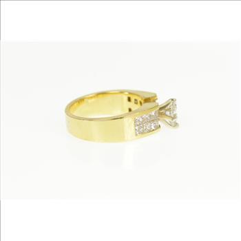 18K 0.86 Ctw Coffin Diamond Princess Engagement Yellow Gold Ring, Size 6.5