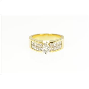 18K 0.86 Ctw Coffin Diamond Princess Engagement Yellow Gold Ring, Size 6.5