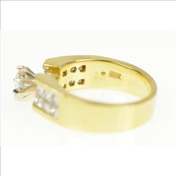 18K 0.86 Ctw Coffin Diamond Princess Engagement Yellow Gold Ring, Size 6.5