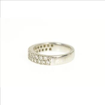 18K 0.90 Ctw Pave Tiered Diamond Wedding Band White Gold Ring, Size 6.25
