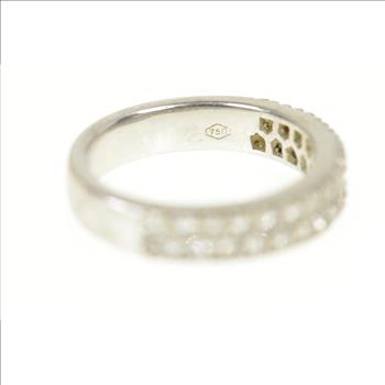 18K 0.90 Ctw Pave Tiered Diamond Wedding Band White Gold Ring, Size 6.25