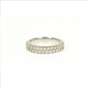 18K 0.90 Ctw Pave Tiered Diamond Wedding Band White Gold Ring, Size 6.25