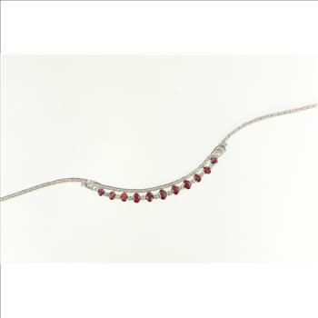 18K 10 Ctw Ruby Diamond Statement White Gold Necklace, Size 4.5