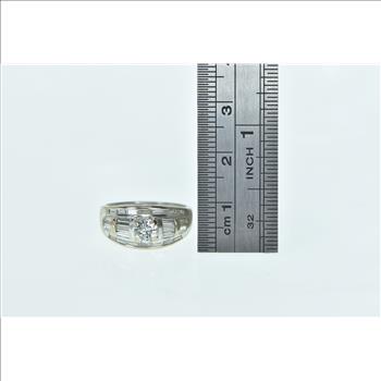 18K 1.00 Ctw Diamond Baguette Engagement White Gold Ring, Size 5.75