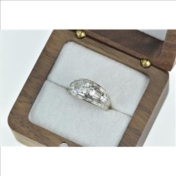 18K 1.00 Ctw Diamond Baguette Engagement White Gold Ring, Size 5.75