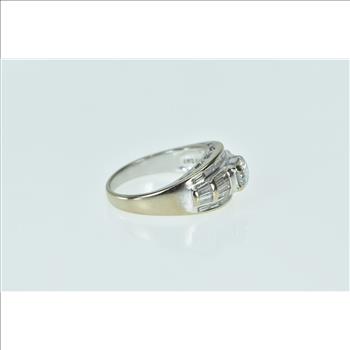 18K 1.00 Ctw Diamond Baguette Engagement White Gold Ring, Size 5.75