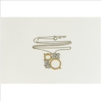 18K 1.00 Ctw Diamond Circle Cluster Chain White Gold Necklace 16.5