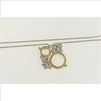 18K 1.00 Ctw Diamond Circle Cluster Chain White Gold Necklace 16.5