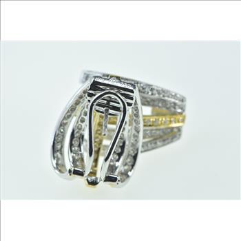 18K 1.00 Ctw Diamond French Clip Layered Hoop White Gold Earrings