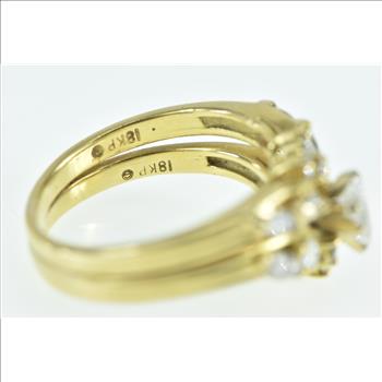 18K 1.01 Ctw Pear Diamond Chevron Engagement Yellow Gold Ring, Size 6.75