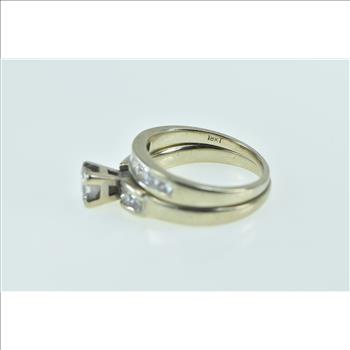 18K 1.05 Ctw Princess Diamond Engagement Set Yellow Gold Ring, Size 4.25