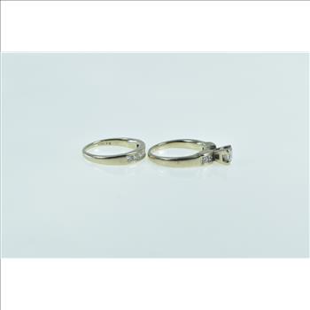 18K 1.05 Ctw Princess Diamond Engagement Set Yellow Gold Ring, Size 4.25