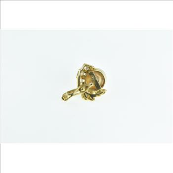 18K 10.8mm Cultured Pearl Diamond Vintage Yellow Gold Pendant