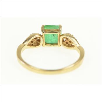 18K 1.15 Ctw Emerald Diamond Engagement Yellow Gold Ring, Size 8