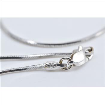 18K 1.1mm Squared Snake Chain Vintage Fashion White Gold Necklace 15.75
