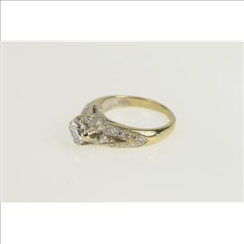 18K 1.25 Ctw Diamond 0.75 Ct Engagement Yellow Gold Ring, Size 5.25