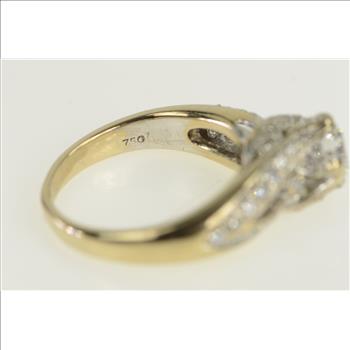 18K 1.25 Ctw Diamond 0.75 Ct Engagement Yellow Gold Ring, Size 5.25