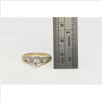 18K 1.25 Ctw Diamond 0.75 Ct Engagement Yellow Gold Ring, Size 5.25