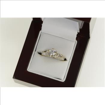 18K 1.25 Ctw Diamond 0.75 Ct Engagement Yellow Gold Ring, Size 5.25