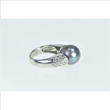 18K 13.56mm South Sea Pearl 0.98 Ctw Diamond White Gold Ring, Size 7.5