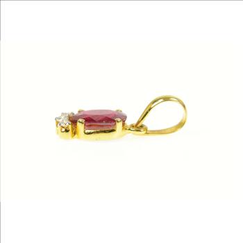 18K 1.36 Ctw Natural Ruby Diamond Accent Yellow Gold Pendant